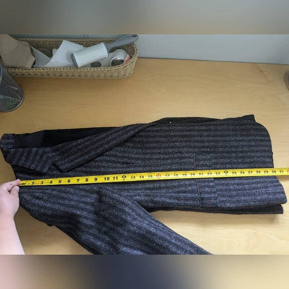 VINTAGE HARRIS TWEED Men Blazer 100% Wool No Size Tag Gray And Red - Picture 11 of 13